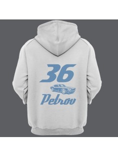 Именная толстовка с капюшоном со спортивным шрифтом и гоночной машиной #5