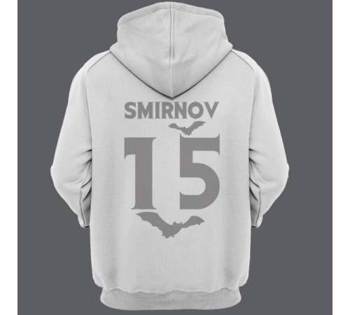 Именная толстовка с капюшоном с вампирским шрифтом и летучими мышами #7