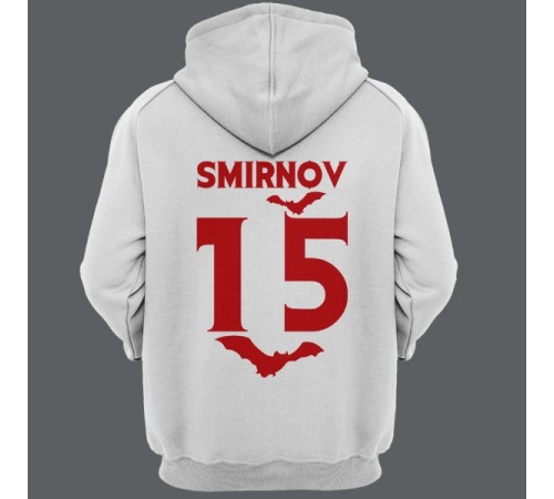 Именная толстовка с капюшоном с вампирским шрифтом и летучими мышами #7