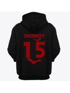 Именная толстовка с капюшоном с вампирским шрифтом и летучими мышами #7