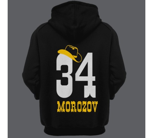 Именная толстовка с капюшоном с ковбойским шрифтом и шляпой #12