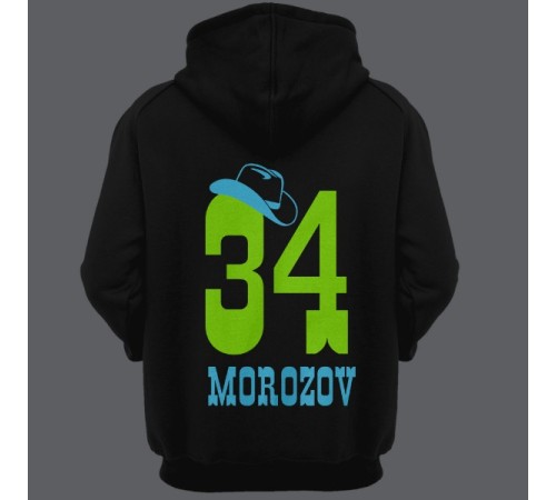 Именная толстовка с капюшоном с ковбойским шрифтом и шляпой #12