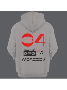 Именная толстовка с капюшоном с винтажным шрифтом и магнитофоном #13
