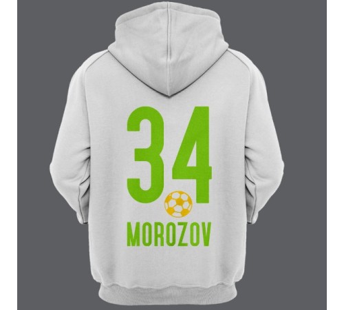 Именная толстовка с капюшоном со спортивным шрифтом и футбольным мячом #11