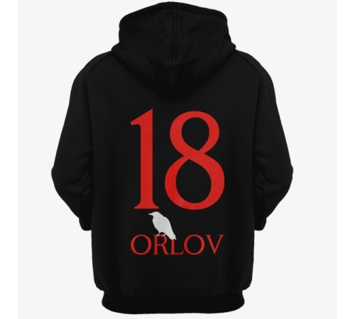 Именная толстовка с капюшоном с готическим шрифтом и вороном  #20