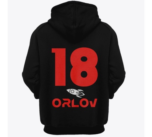 Именная толстовка с капюшоном с космическим шрифтом и ракетой #21