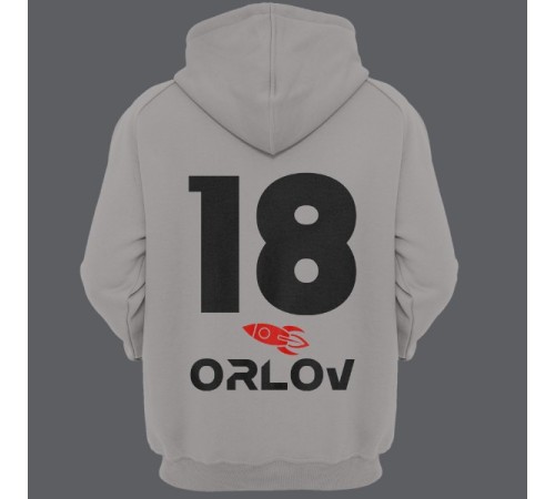 Именная толстовка с капюшоном с космическим шрифтом и ракетой #21