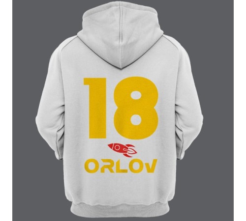 Именная толстовка с капюшоном с космическим шрифтом и ракетой #21