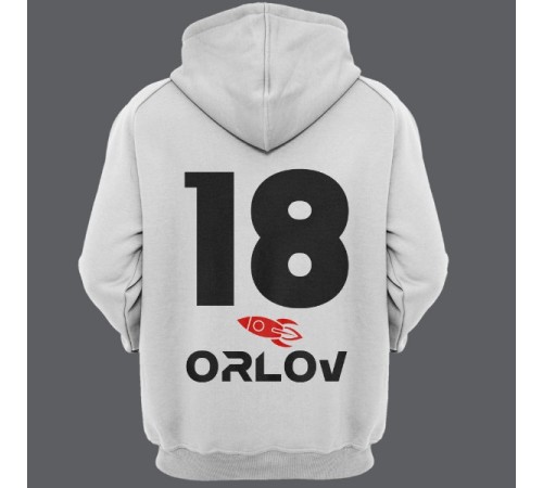 Именная толстовка с капюшоном с космическим шрифтом и ракетой #21