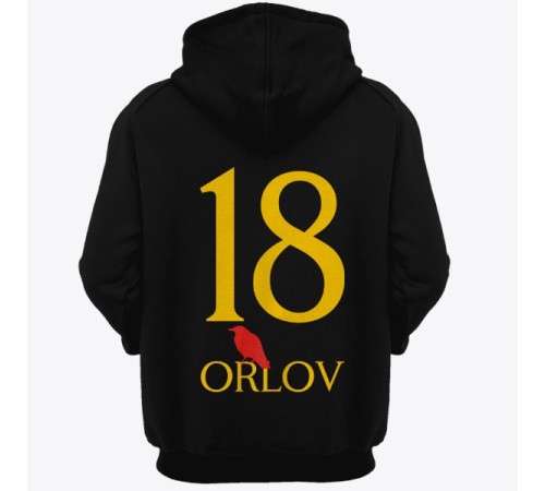 Именная толстовка с капюшоном с готическим шрифтом и вороном  #20