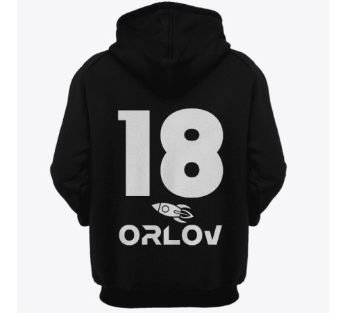 Именная толстовка с капюшоном с космическим шрифтом и ракетой #21