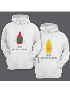 Парные толстовки с капюшоном для влюбленных "Partners in crime" ("Партнеры по преступлению")