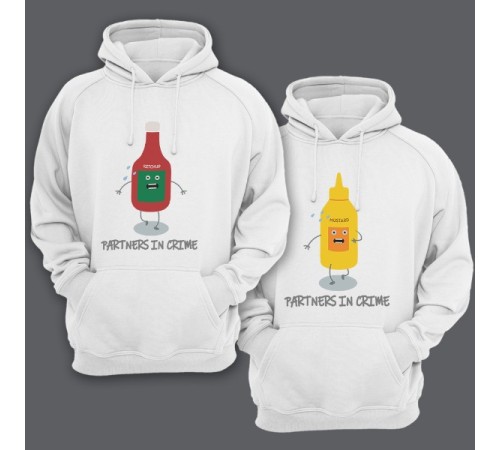 Парные толстовки с капюшоном для влюбленных "Partners in crime" ("Партнеры по преступлению")