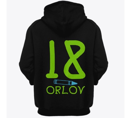 Именная толстовка с капюшоном с детским шрифтом и мелками #23