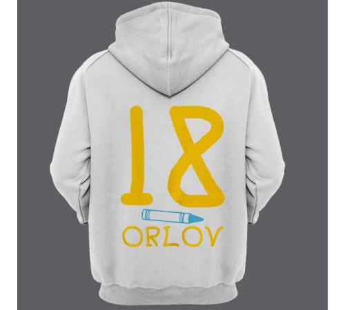 Именная толстовка с капюшоном с детским шрифтом и мелками #23