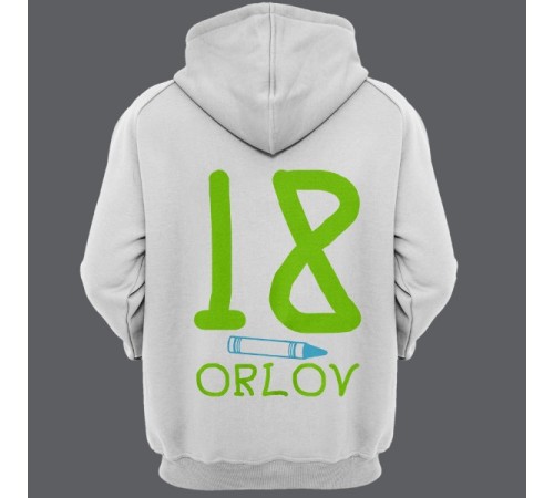 Именная толстовка с капюшоном с детским шрифтом и мелками #23