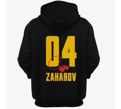 Именная толстовка с капюшоном с армейским шрифтом и армейским медальоном #27