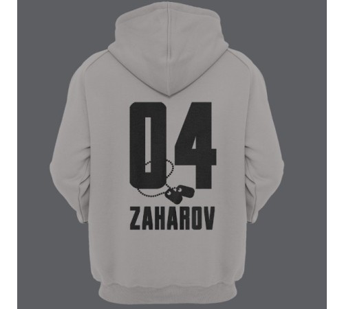 Именная толстовка с капюшоном с армейским шрифтом и армейским медальоном #27