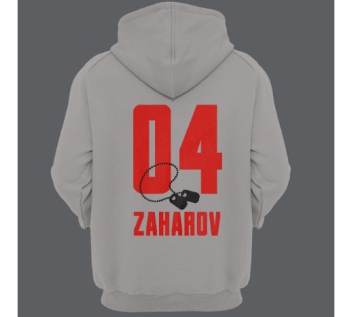 Именная толстовка с капюшоном с армейским шрифтом и армейским медальоном #27
