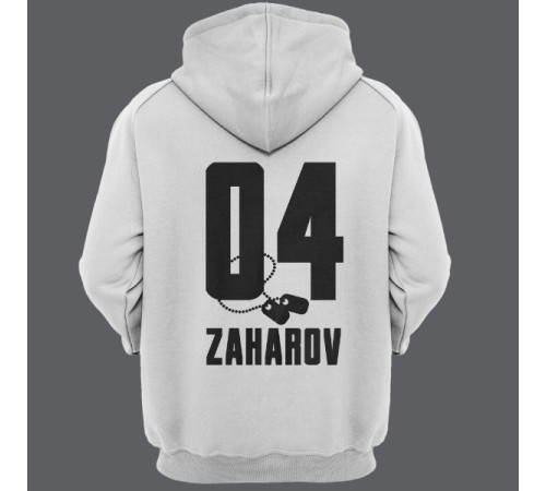 Именная толстовка с капюшоном с армейским шрифтом и армейским медальоном #27