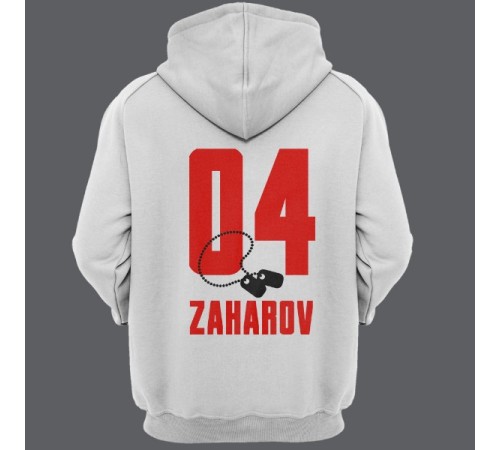 Именная толстовка с капюшоном с армейским шрифтом и армейским медальоном #27