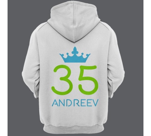 Именная толстовка с капюшоном с рукописным шрифтом и короной #29
