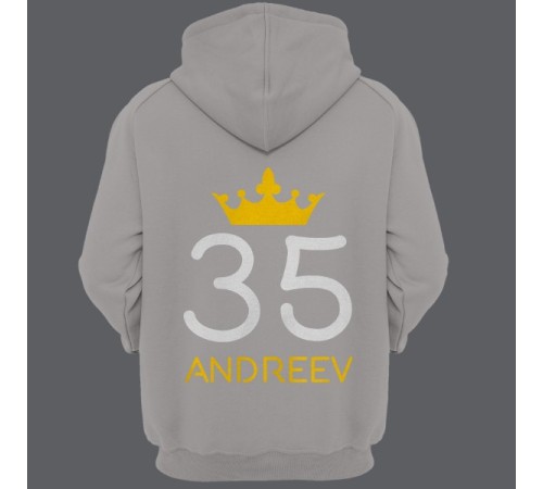 Именная толстовка с капюшоном с рукописным шрифтом и короной #29