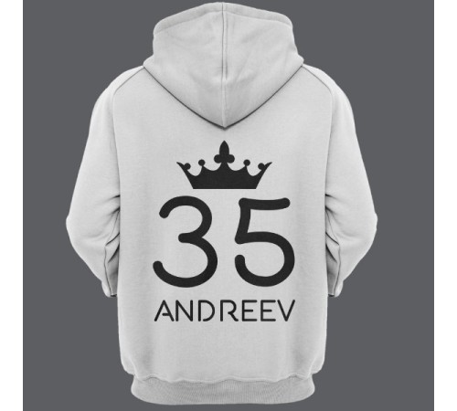 Именная толстовка с капюшоном с рукописным шрифтом и короной #29