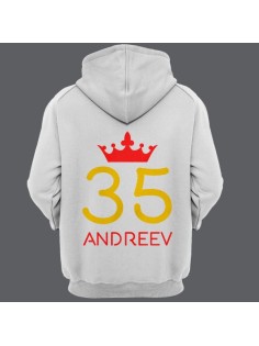 Именная толстовка с капюшоном с рукописным шрифтом и короной #29
