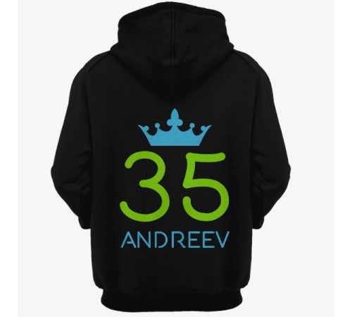 Именная толстовка с капюшоном с рукописным шрифтом и короной #29