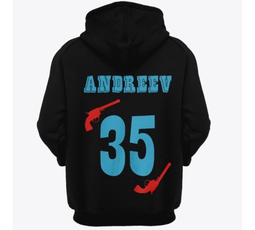 Именная толстовка с капюшоном с вестерн шрифтом и револьверами #30