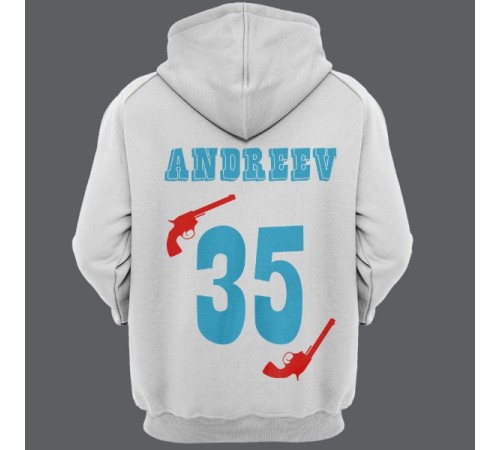 Именная толстовка с капюшоном с вестерн шрифтом и револьверами #30