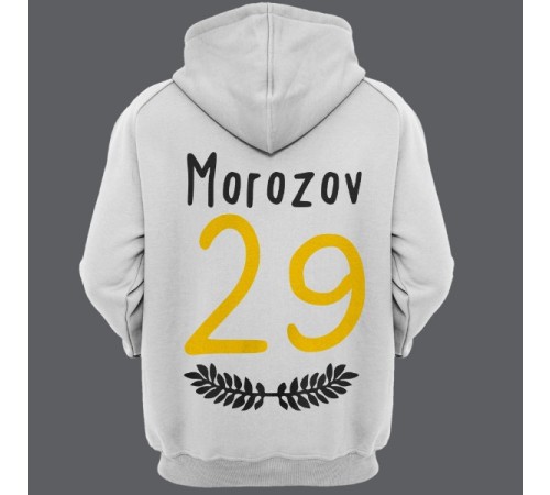 Именная толстовка с капюшоном с тонким шрифтом и листьями #35