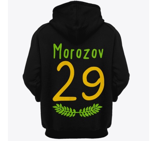 Именная толстовка с капюшоном с тонким шрифтом и листьями #35