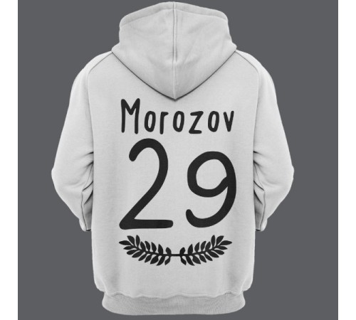 Именная толстовка с капюшоном с тонким шрифтом и листьями #35