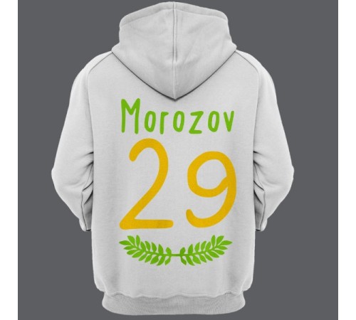 Именная толстовка с капюшоном с тонким шрифтом и листьями #35