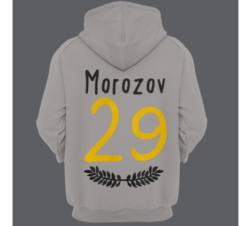 Именная толстовка с капюшоном с тонким шрифтом и листьями #35