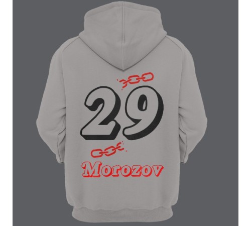 Именная толстовка с капюшоном с объемным шрифтом и цепью #32