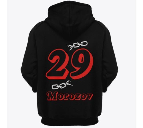 Именная толстовка с капюшоном с объемным шрифтом и цепью #32