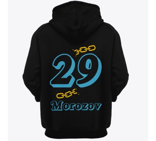 Именная толстовка с капюшоном с объемным шрифтом и цепью #32