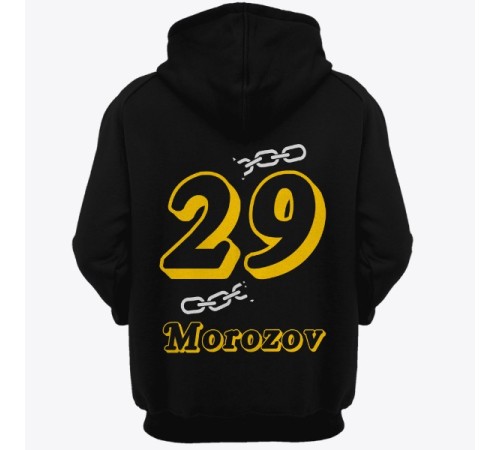 Именная толстовка с капюшоном с объемным шрифтом и цепью #32