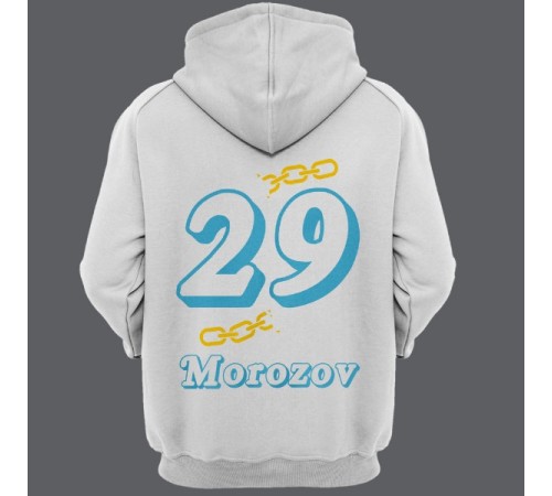 Именная толстовка с капюшоном с объемным шрифтом и цепью #32