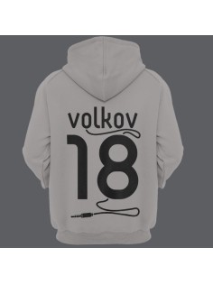 Именная толстовка с капюшоном с аккуратным шрифтом и кабелем от наушников #38