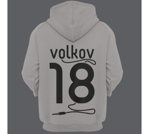 Именная толстовка с капюшоном с аккуратным шрифтом и кабелем от наушников #38