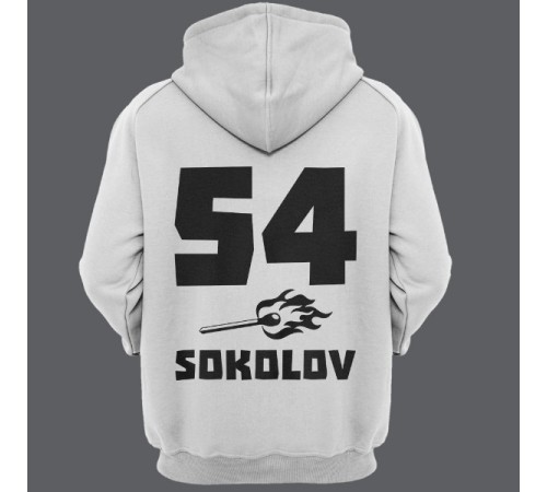 Именная толстовка с капюшоном с брутальным шрифтом и спичкой #41