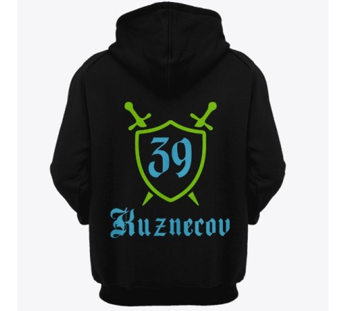 Именная толстовка с средневековым шрифтом и щитом #48