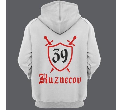 Именная толстовка с средневековым шрифтом и щитом #48