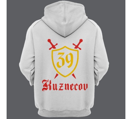 Именная толстовка с средневековым шрифтом и щитом #48