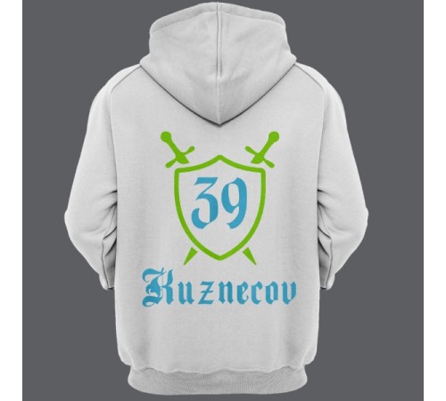 Именная толстовка с средневековым шрифтом и щитом #48