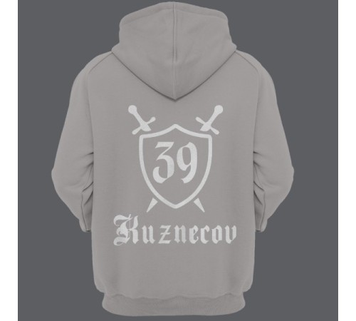 Именная толстовка с средневековым шрифтом и щитом #48